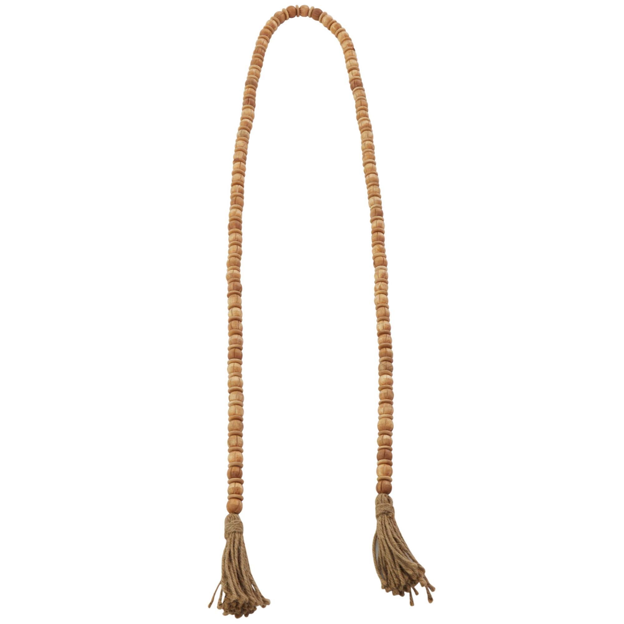 6.5ft. Brown Mango Wood Handmade Beaded Garland with Tassel